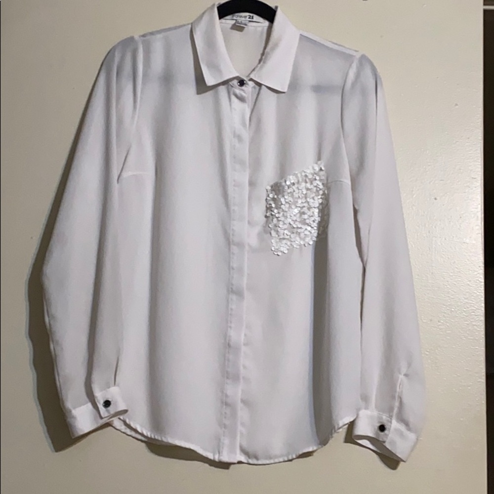 Forever 21 sequined pocket blouse